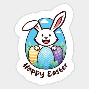 Happy Easter - Easter Bunny (on light colors) Sticker